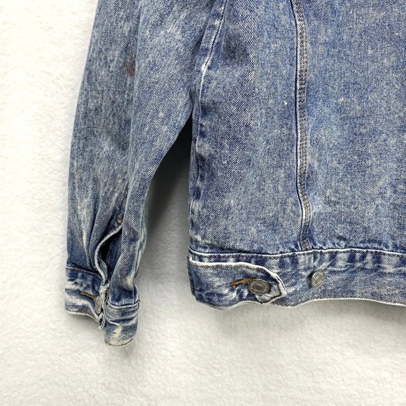 Y2K UNIONBAY Jean Jacket S Acid Wash Denim Trucker Distressed Bomber Grunge 90s - Picture 11 of 15